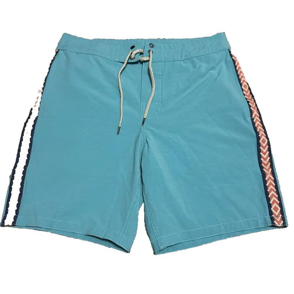 NWT Faherty Mens Sz 28 Retro Board Shorts Striped Swim Trunks Surf Blue MSRP $98